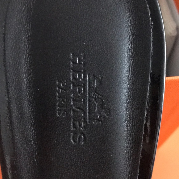 【sold】Hermès oasis sandal - patent black (noir) 40 - Picture 4 of 5